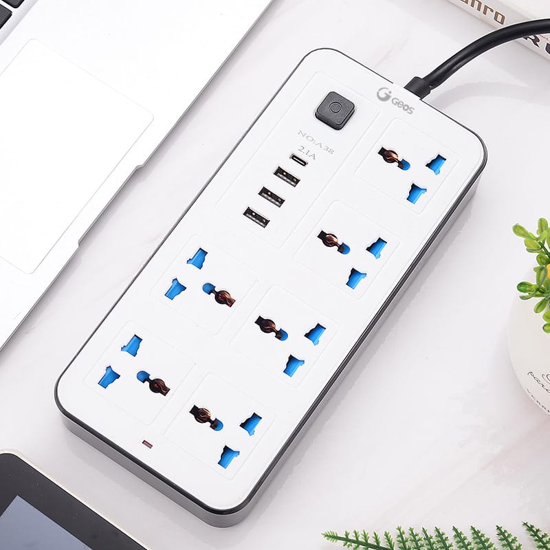 alargue zapatilla de 6 enhcufesenchufes + 4 usb Plugiin universalde 2M EE.UU.-Europeos